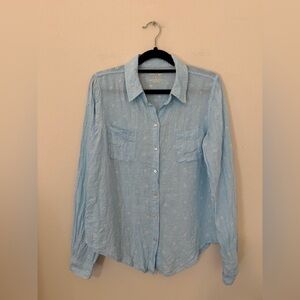 Lilly Pulitzer Sea View Linen Button Up Shirt Sz S Daisy Embroidery Spring Beach